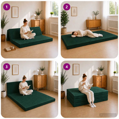 Divano Letto Pieghevole 160 x 67 x 45 cm Verde Scuro | homemem39