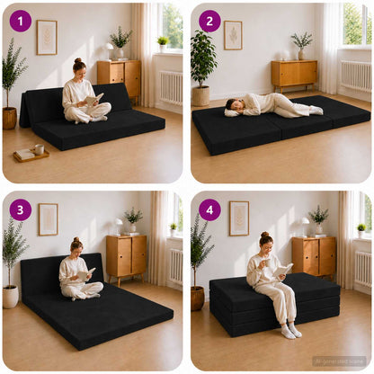 Divano Letto Pieghevole 160 x 67 x 45 cm Nero | homemem39