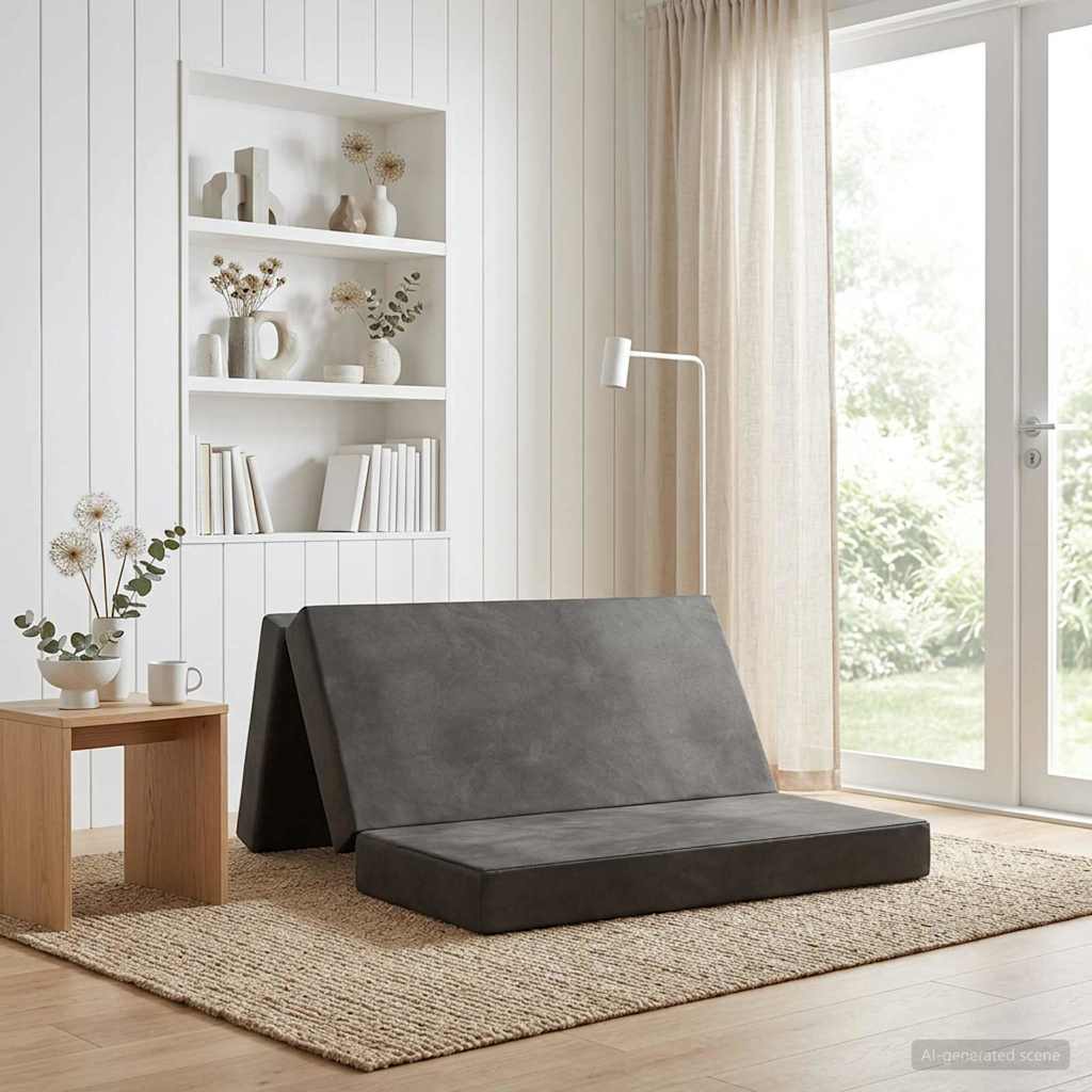 Divano Letto Pieghevole 180 x 67 x 45 cm Grigio Chiaro | homemem39