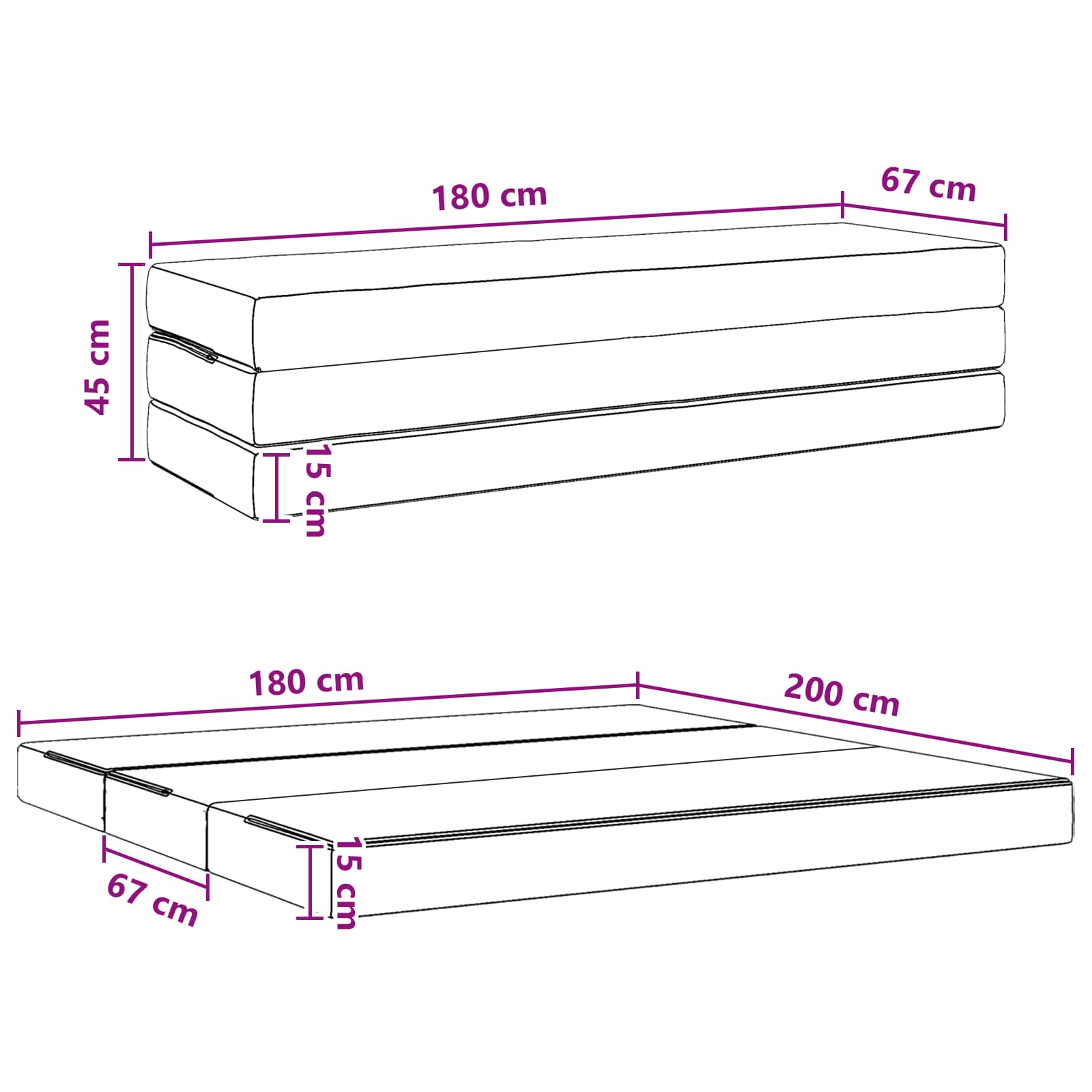 Divano Letto Pieghevole 180 x 67 x 45 cm Verde Scuro | homemem39