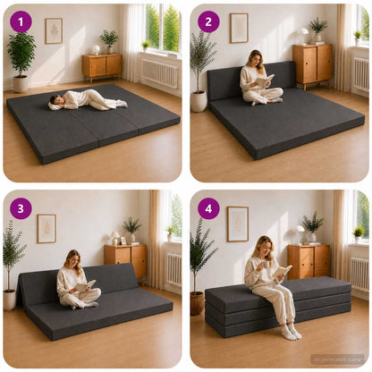 Divano Letto Pieghevole 200 x 67 x 45 cm Grigio Scuro | homemem39