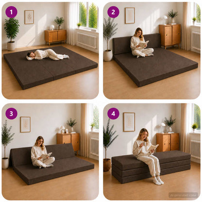 Divano Letto Pieghevole 200 x 67 x 45 cm Tortora | homemem39