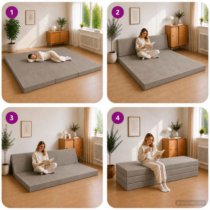 Divano Letto Pieghevole 200 x 67 x 45 cm Grigio Chiaro | homemem39
