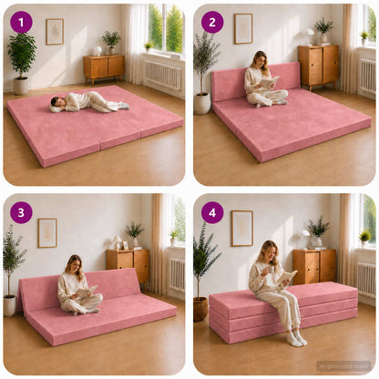 Divano Letto Pieghevole 200 x 67 x 45cm Rosa