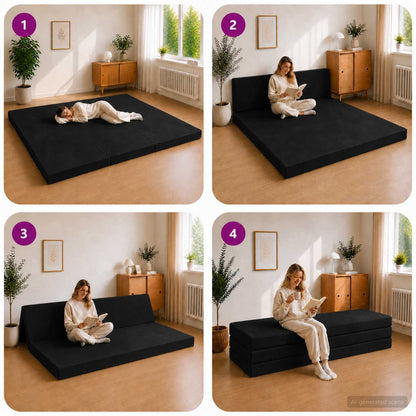 Divano Letto Pieghevole 200 x 67 x 45 cm Nero | homemem39