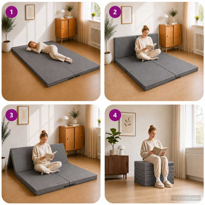 Divano Letto Pieghevole 140 x 67 x 45 cm Grigio Chiaro | homemem39