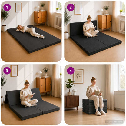 Divano Letto Pieghevole 140 x 67 x 45 cm Grigio Scuro | homemem39
