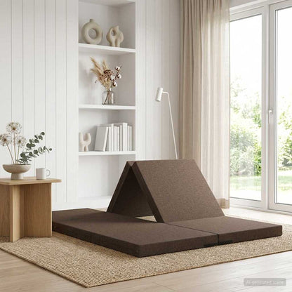Divano Letto Pieghevole 140 x 67 x 45 cm Tortora | homemem39