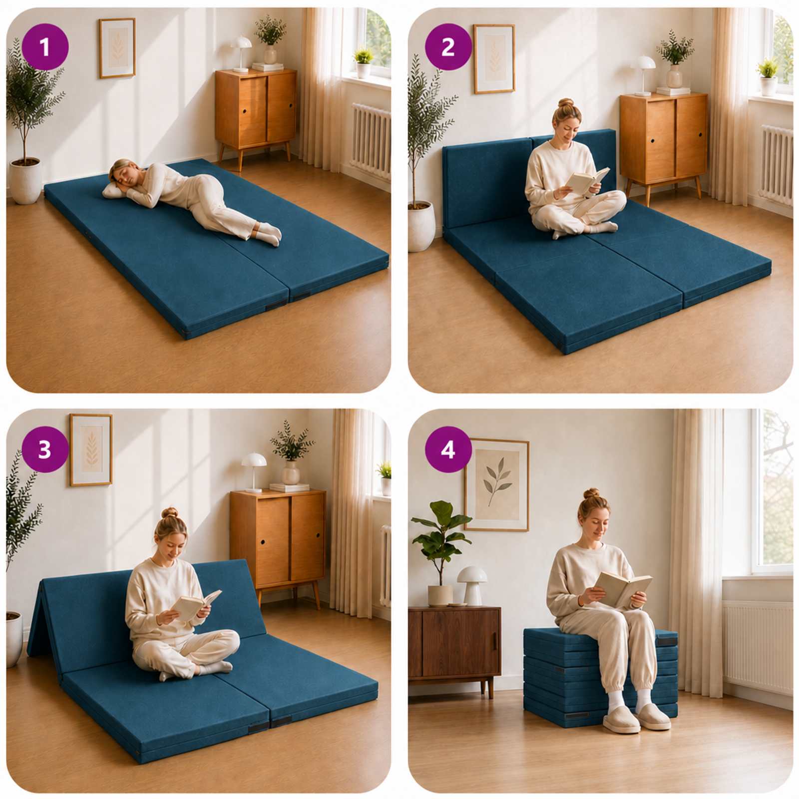 Divano Letto Pieghevole 140 x 67 x 45 cm Blu | homemem39