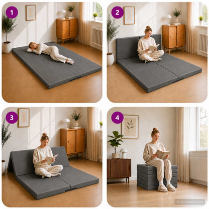 Divano Letto Pieghevole 140 x 67 x 45 cm Grigio Scuro | homemem39