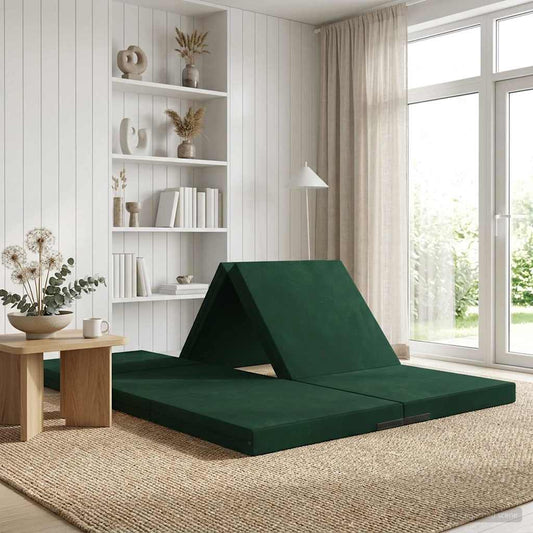 Divano Letto Pieghevole 140 x 67 x 45 cm Verde Scuro | homemem39