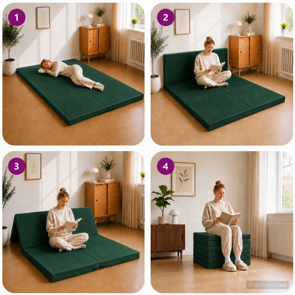 Divano Letto Pieghevole 140 x 67 x 45 cm Verde Scuro | homemem39