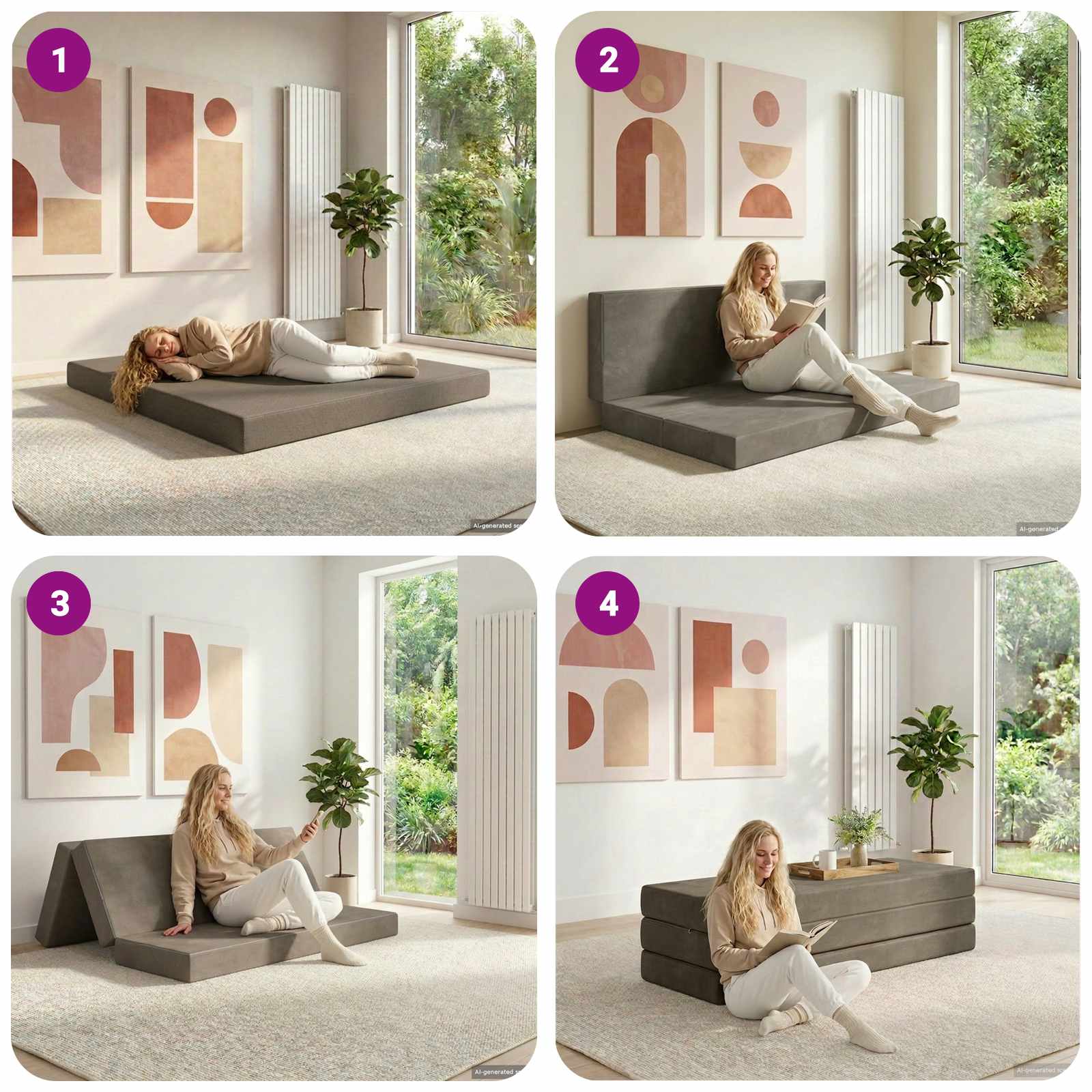 Divano Letto Pieghevole 160 x 67 x 45 cm Grigio Chiaro | homemem39