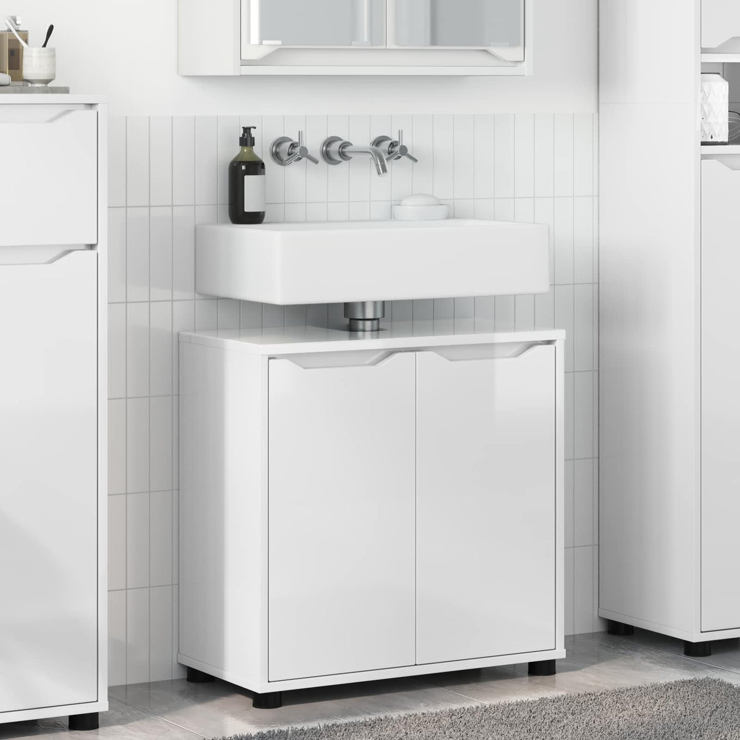 Mobile per lavabo da bagno Bianco Lucido 60 x 30 x 60 cm