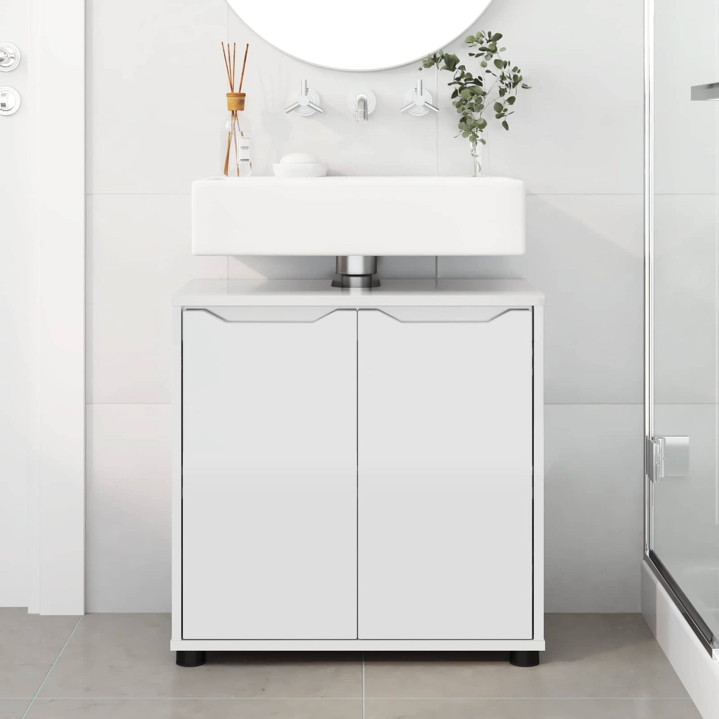 Mobile per lavabo da bagno Bianco Lucido 60 x 30 x 60 cm
