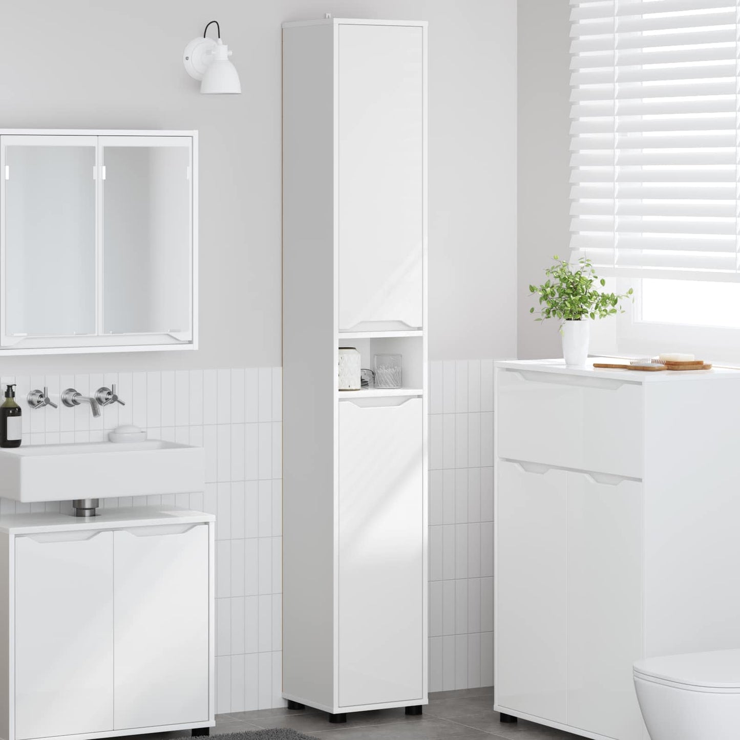 Mobile da Bagno Bianco 30,5 x 30 x 195 cm Legno ingegnerizzato