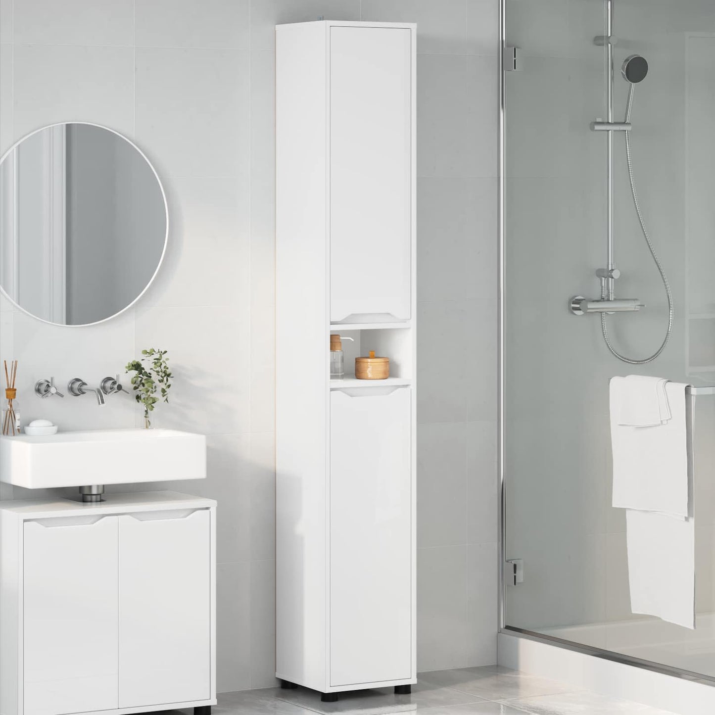 Mobile da Bagno Bianco 30,5 x 30 x 195 cm Legno ingegnerizzato