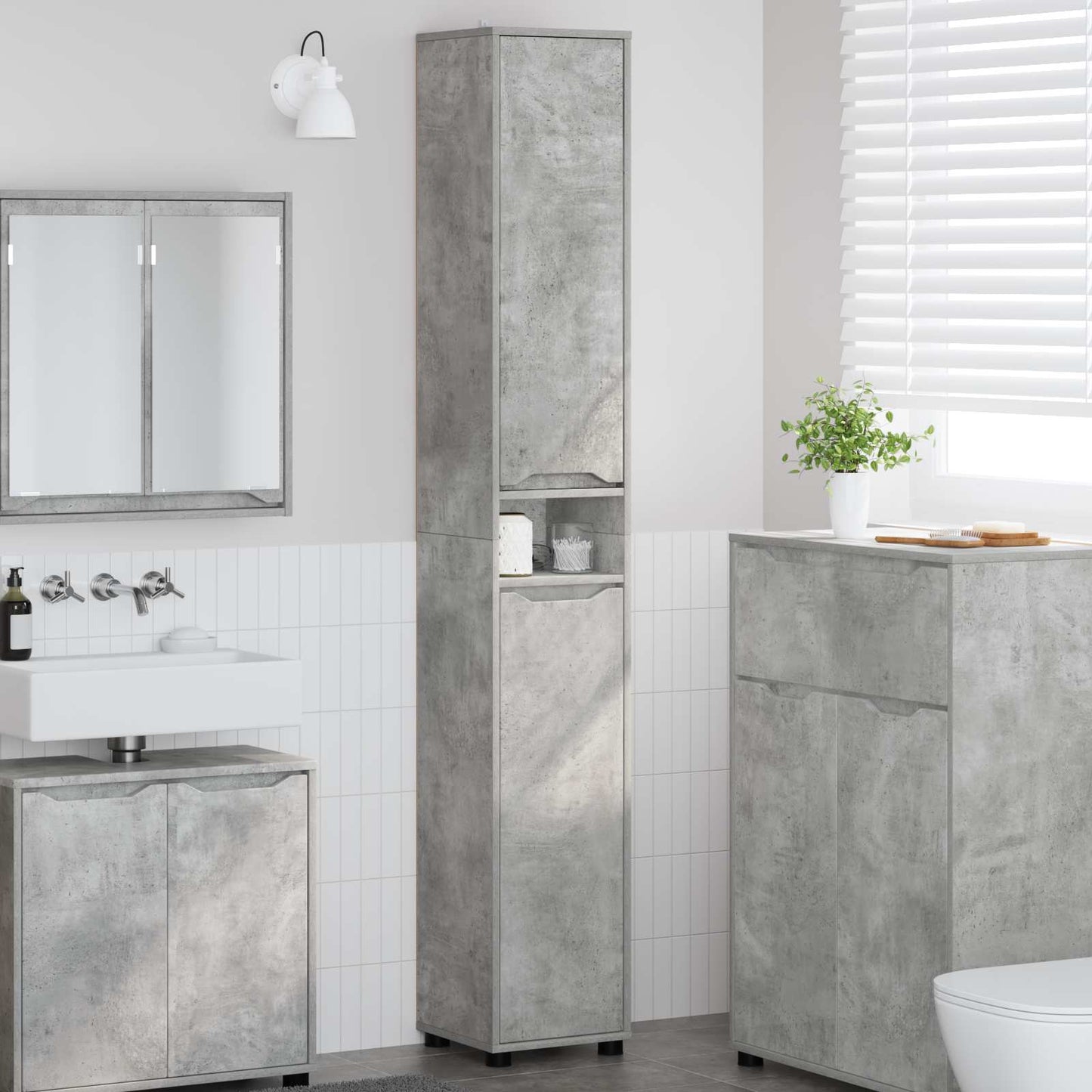 Mobile da Bagno Grigio cemento 30,5 x 30 x 195 cm