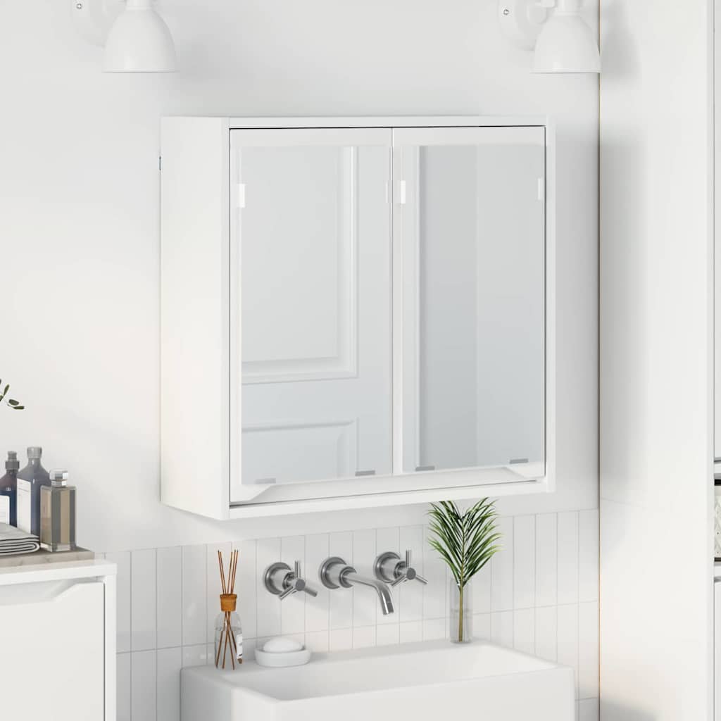 Mobiletto per specchio da bagno Bianco Lucido 60 x 20 x 60 cm | homemem39