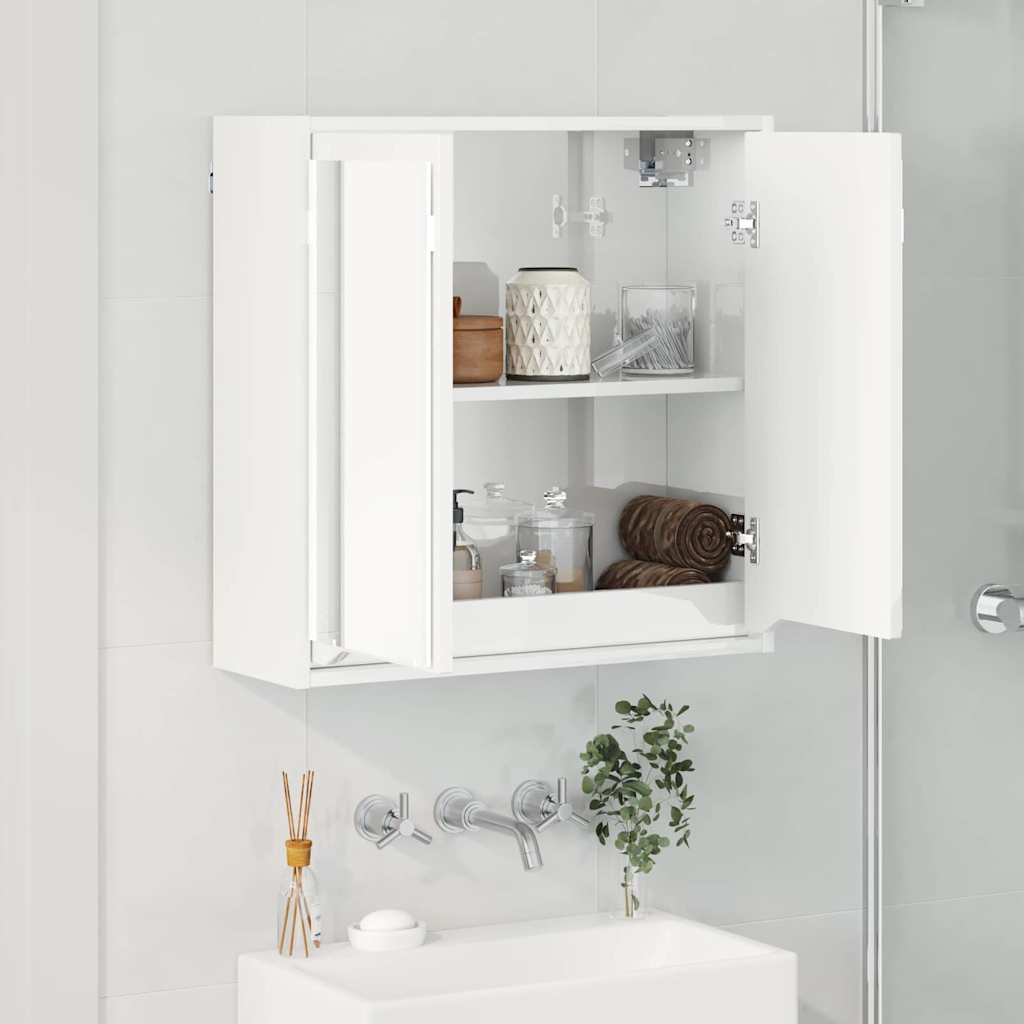 Mobiletto per specchio da bagno Bianco Lucido 60 x 20 x 60 cm | homemem39