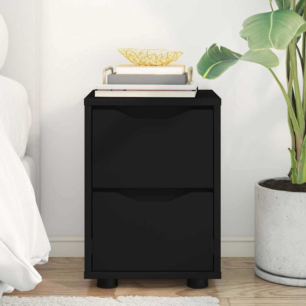 Comodino con cassetto Nero 30,5 x 30 x 43 cm Legno multistrato | homemem39