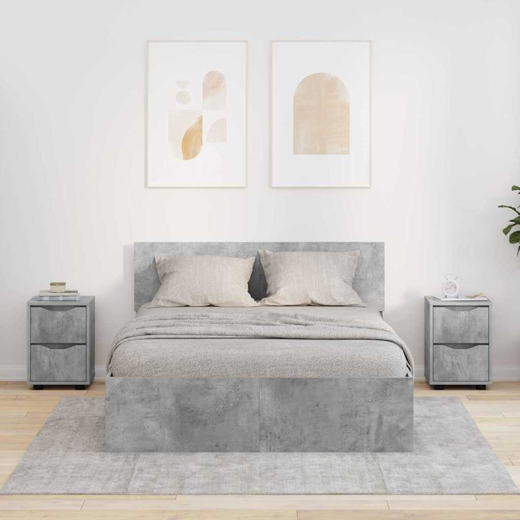 Comodini con cassetto 2 pcs Grigio cemento 30,5 x 30 x 43 cm | homemem39