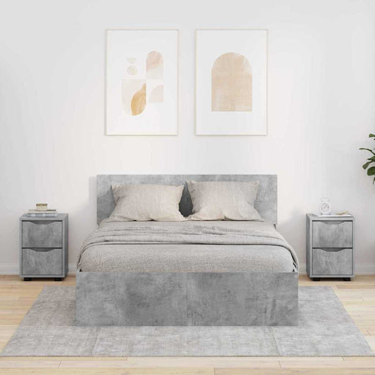 Comodini con cassetto 2 pcs Grigio cemento 30,5 x 30 x 43 cm | homemem39