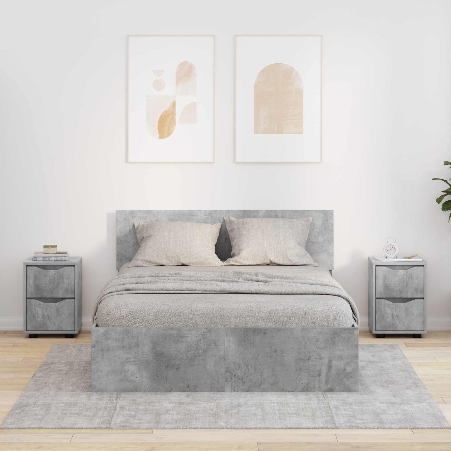 Comodini 2 pz Grigio cemento 30,5 x 30 x 43 cm