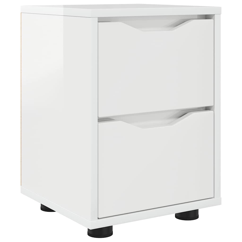 Comodino Bianco Lucido 30,5 x 30 x 43 cm Legno multistrato | homemem39