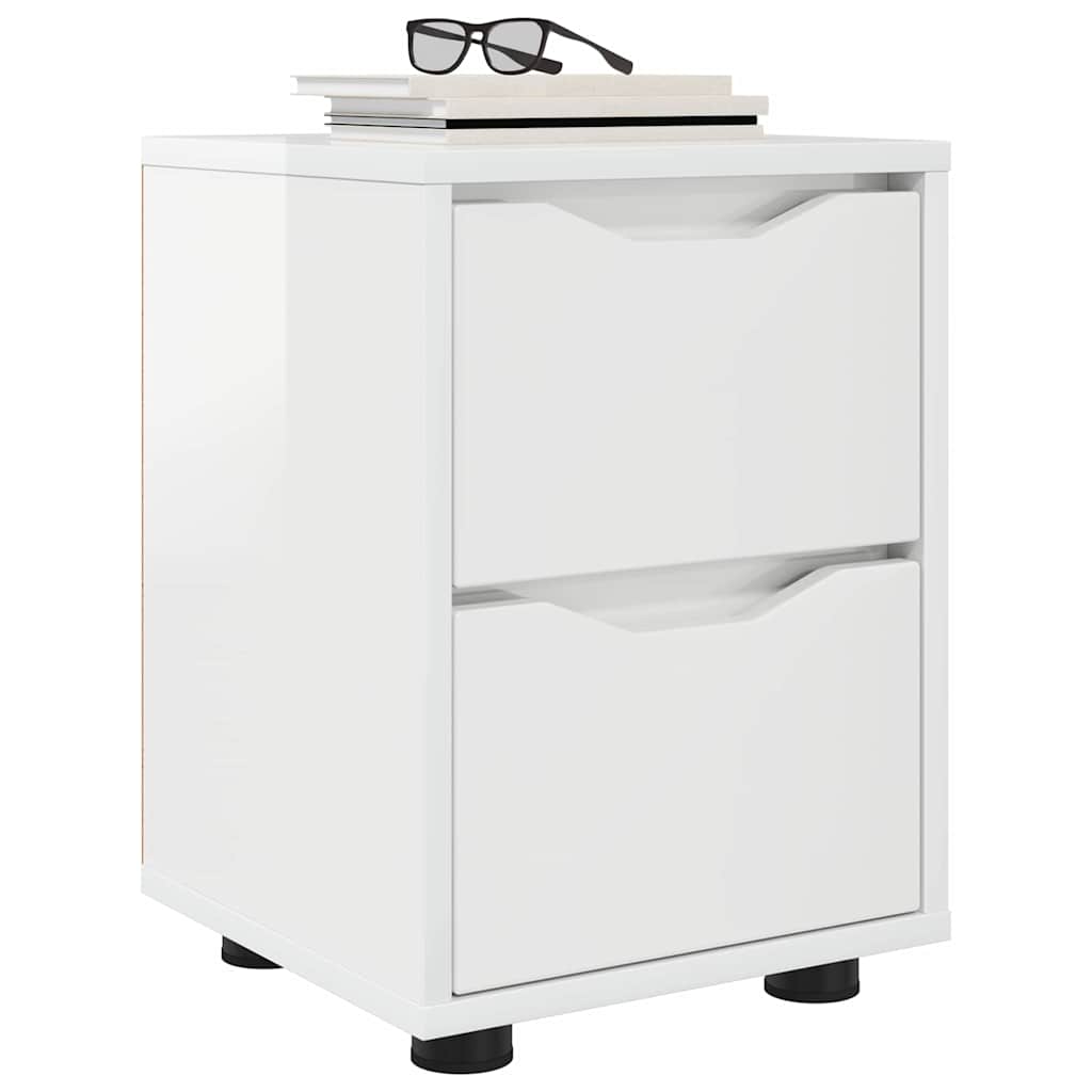 Comodino Bianco Lucido 30,5 x 30 x 43 cm Legno multistrato | homemem39