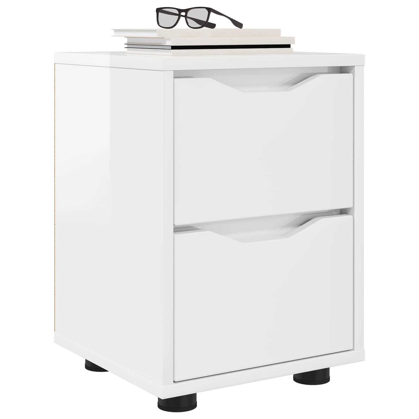 Comodino Bianco Lucido 30,5 x 30 x 43 cm Legno ingegnerizzato