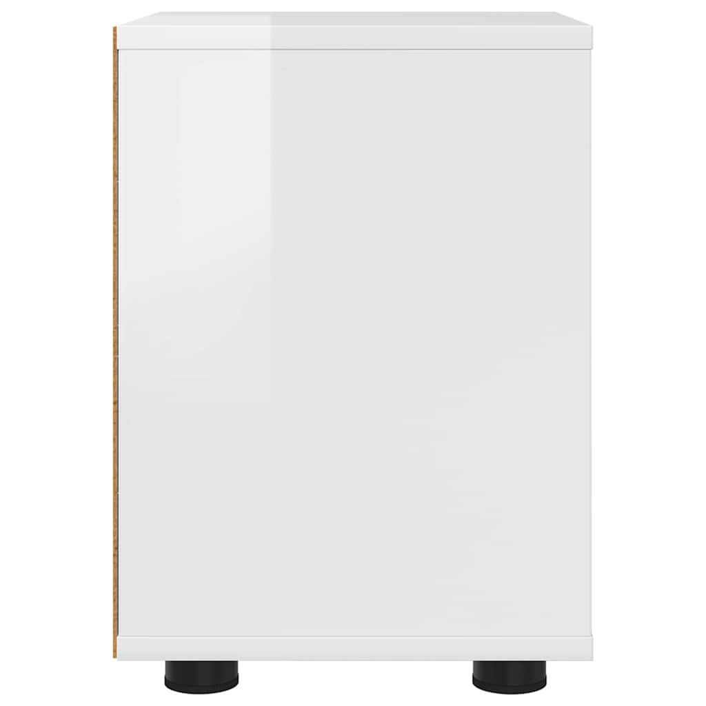 Comodino Bianco Lucido 30,5 x 30 x 43 cm Legno multistrato | homemem39