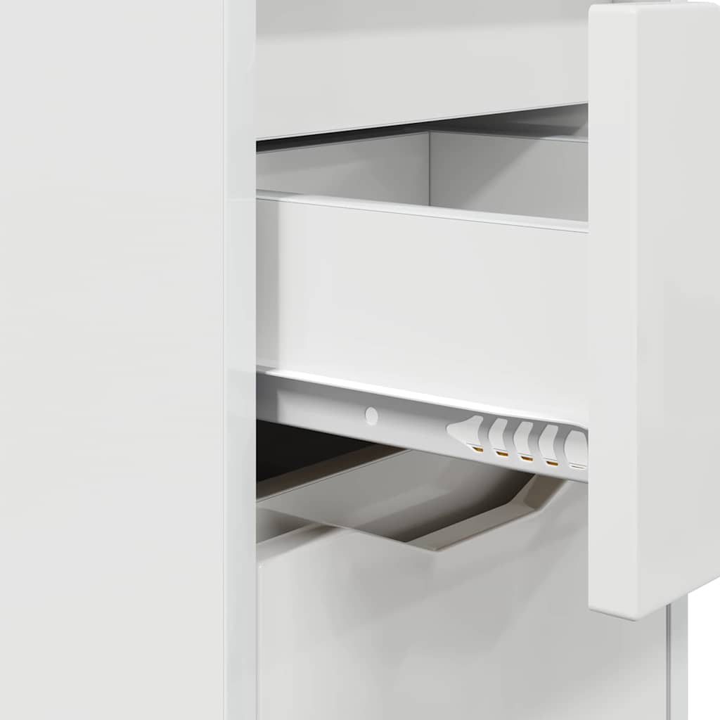 Comodini con cassetto 2 pcs Bianco Lucido 30,5 x 30 x 43 cm