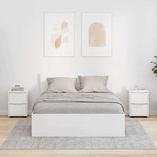 Comodini con cassetto 2 pcs Bianco Lucido 30,5 x 30 x 43 cm