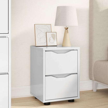 Comodini con cassetto 2 pcs Bianco Lucido 30,5 x 30 x 43 cm