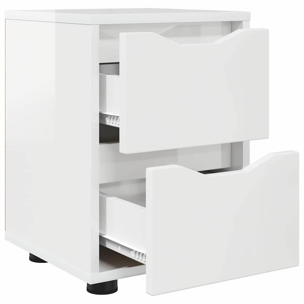 Comodini con cassetto 2 pcs Bianco Lucido 30,5 x 30 x 43 cm