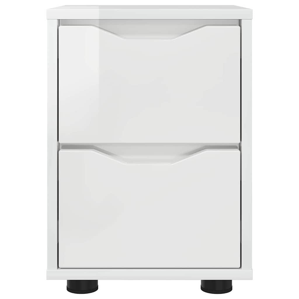 Comodini con cassetto 2 pcs Bianco Lucido 30,5 x 30 x 43 cm