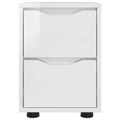 Comodini con cassetto 2 pcs Bianco Lucido 30,5 x 30 x 43 cm
