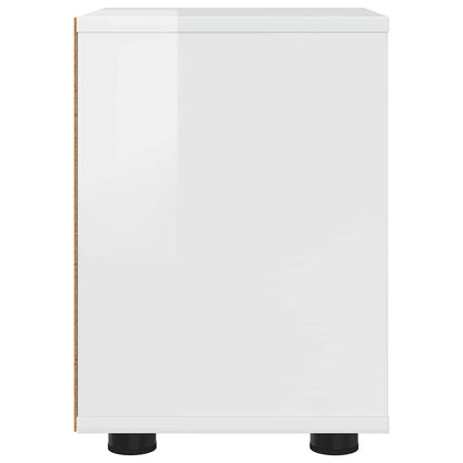 Comodini con cassetto 2 pcs Bianco Lucido 30,5 x 30 x 43 cm