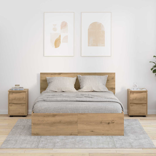 Comodini 2 pz Rovere artigianale 30,5 x 30 x 43 cm