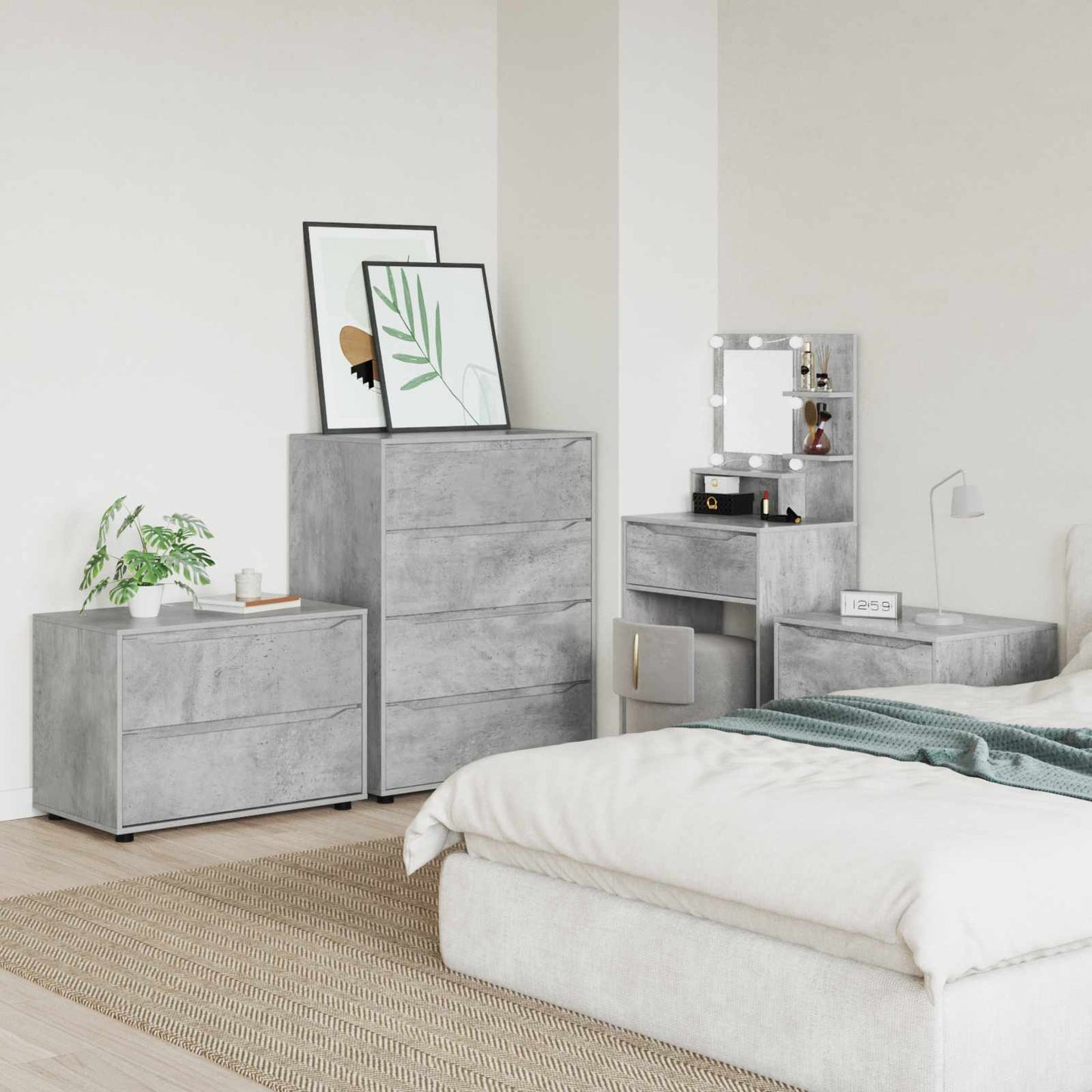 Armadio 80 x 48 x 57 cm Legno ingegnerizzato Grigio cemento