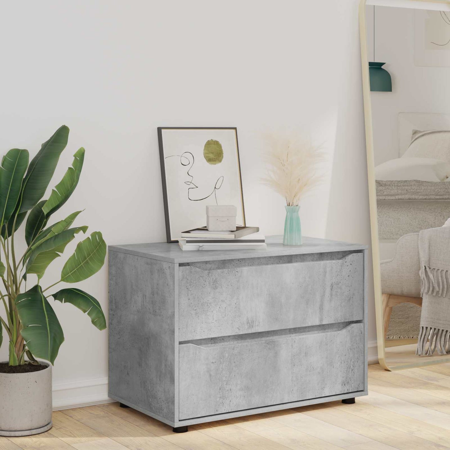 Armadio 80 x 48 x 57 cm Legno ingegnerizzato Grigio cemento