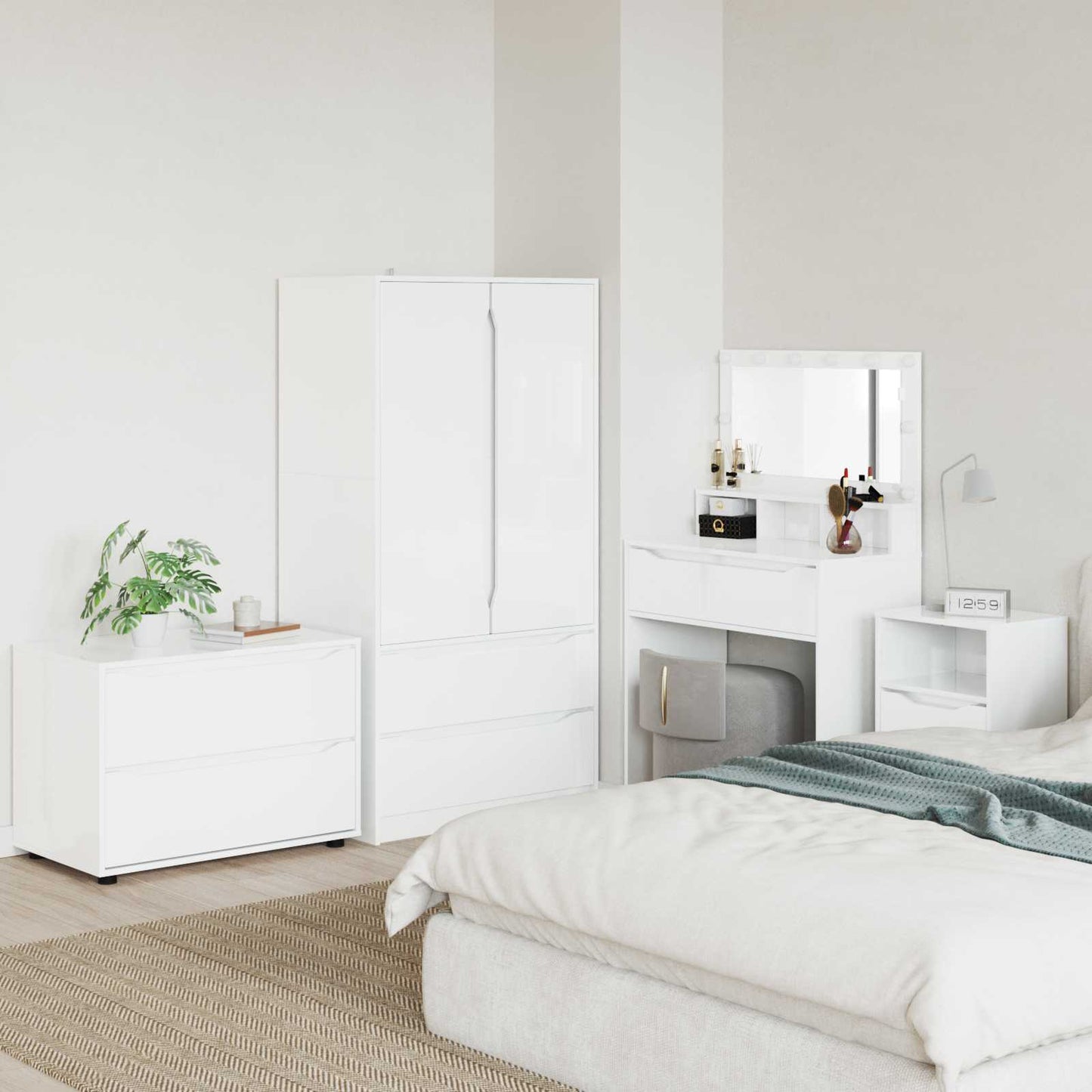 Armadio 80 x 48 x 57 cm Legno ingegnerizzato Bianco Lucido