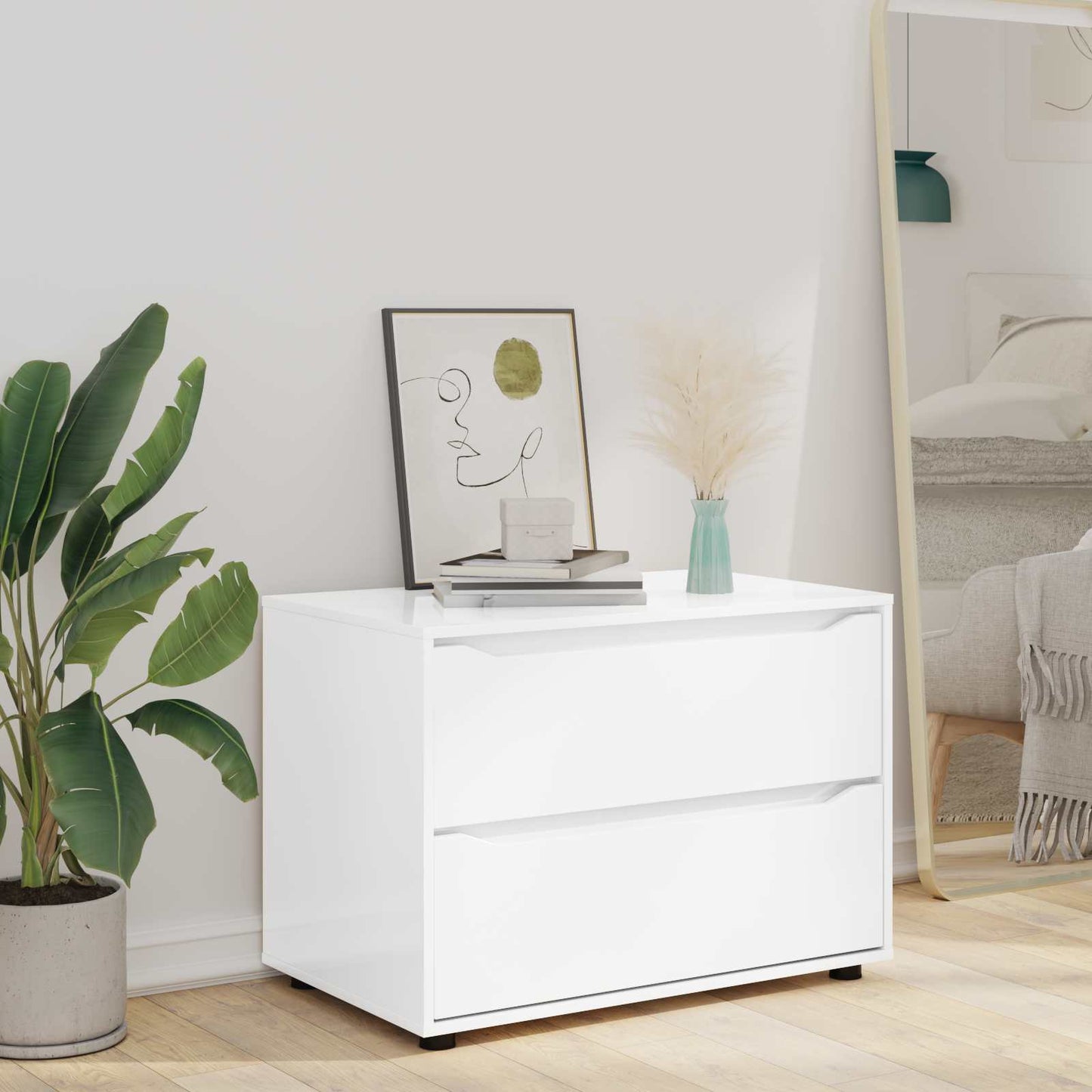 Armadio 80 x 48 x 57 cm Legno ingegnerizzato Bianco Lucido