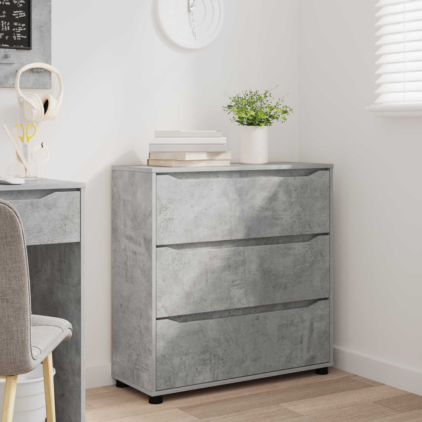 Armadio 80 x 31 x 81 cm Legno ingegnerizzato Grigio cemento