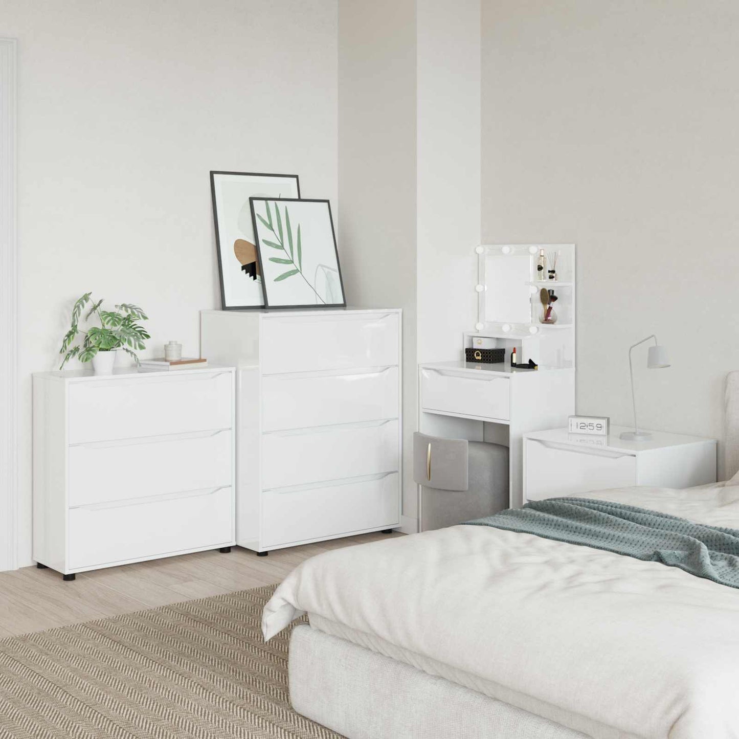 Armadio 80 x 31 x 81 cm Legno ingegnerizzato Bianco Lucido
