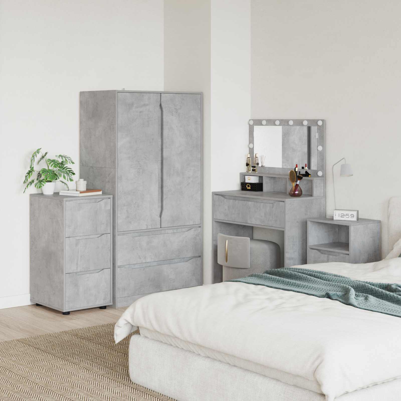 Armadio 40 x 48 x 81 cm Legno ingegnerizzato Grigio cemento | homemem39
