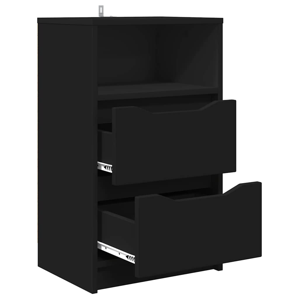 Comodino con cassetto Nero 40 x 30 x 467 cm Legno multistrato