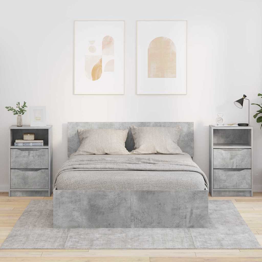 Comodini con cassetto 2 pcs Grigio cemento 40 x 30 x 467 cm | homemem39