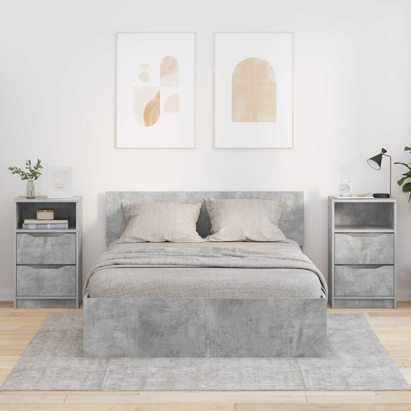 Comodini 2 pz Grigio cemento 40 x 30 x 467 cm
